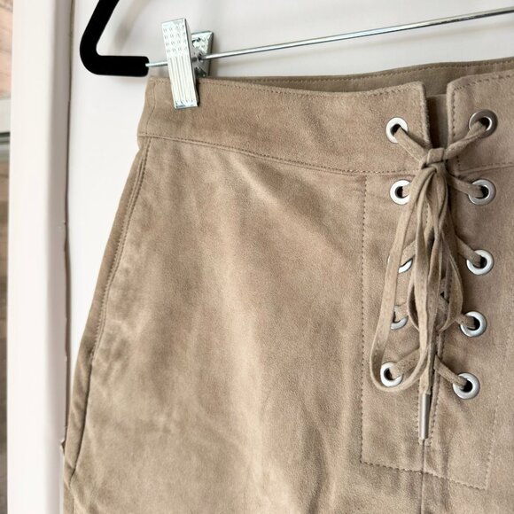 Rag & Bone Suede Mini Shorts Lace Up Front in Tan Brown 27 - Picture 3 of 9